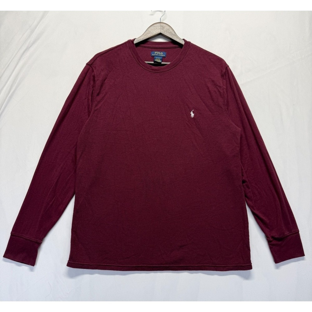Polo Ralph Lauren‎ Thermal Shirt Mens XL Maroon Waffle Knit Cotton Pony Logo
